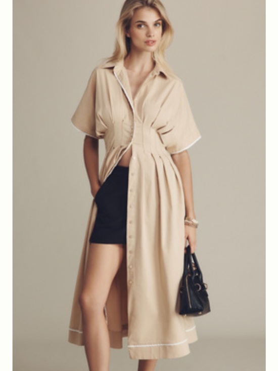 Exquise Dresses & Skirts - THE TOBIE BUTTON-FRONT PLEATED SHIRT DRESS BY EXQUISE